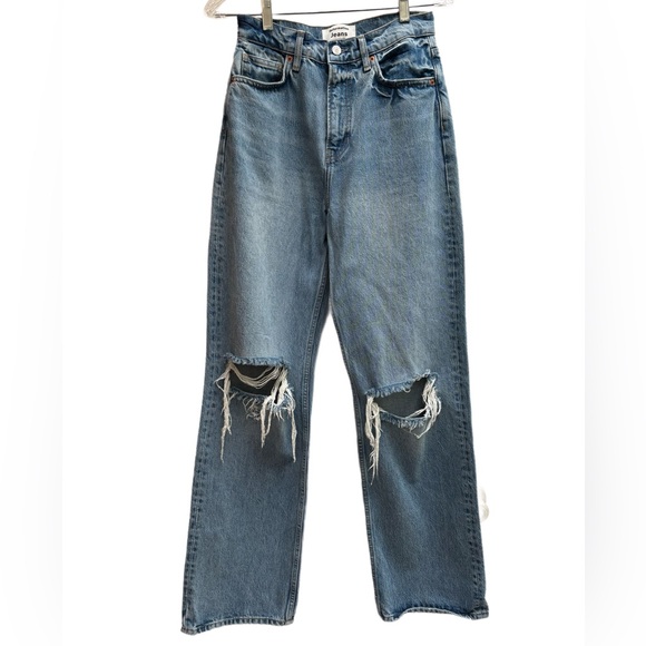 Reformation “WILDER” High Rise Wide Leg cotton distressed jeans size 27 ✨ - Picture 2 of 7